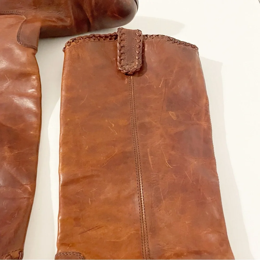 Frye Melissa Whip Tall Pull On Boots Size 9.5 Distressed Brown Leather Riding - Picture 6 of 16